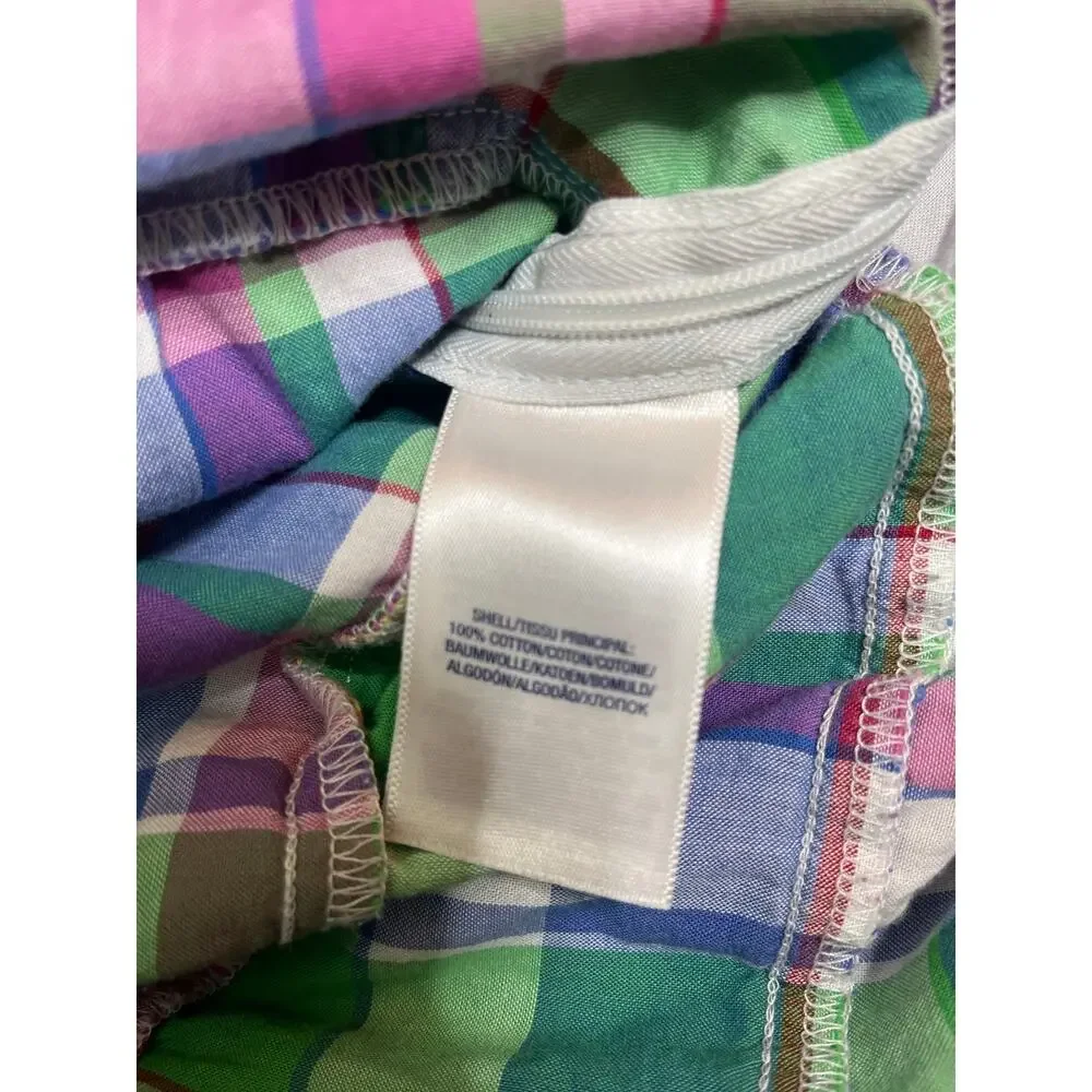 Ralph Lauren Girls Plaid Pleated Ruffle Sundress Purple Green 8
